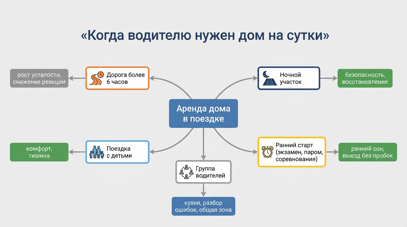 Когда и зачем водителю арендовать дом на сутки